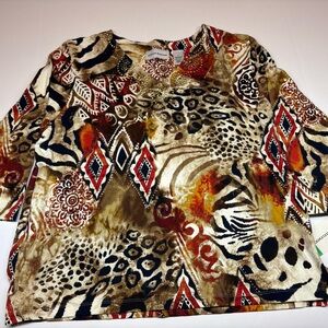 Alfred Dunner Multicolor Animal Print Top